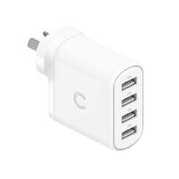 Cygnett PowerPlus 24W Multiport Wall Charger - White (CY3746PDWCH),4xUSB-A (12W),Total Output 24W, Compact, Lightweight design,Connect upto 4x Devices