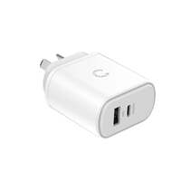 Cygnett PowerPlus 32W USB-C PD Dual Port Wall Charger - White (CY3614POFLW), 1xUSB-C PD (20W),1xUSB-A(12W), Small, Lightweight and Travel Ready