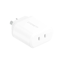 Cygnett PowerPlus 35W USB-C PD Dual Port Wall Charger - White (CY4353PDWCH), 2xUSB-C (35W), Fast, intelligent Charger, 25W PPS, Charge Two Devices