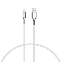 Cygnett Armoured Lightning to USB-A Cable (1M) - White (CY2685PCCAL), 2.4A/12W, Double Braided Nylon, 20K Bend, MFi, Fast Charge, 5 Yr. WTY.
