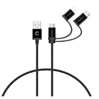 Cygnett 3-in-1 (USB-A to Lightning + USB-C + Micro-USB) Cable (1M)-Black (CY3571COCAB),Samsung Galaxy,Apple iPhone,iPad,MacBook,Google,OPPO,2 Yr. WTY.