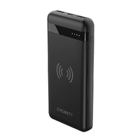 Cygnett ChargeUp Swift 10K mAh Wireless Power Bank - Black (CY4432PBCHE), 1x USB-C(20W),2x USB-A (18W),Wireless (10W),Micro-USB Cable,Total Output 15W