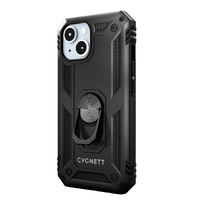 Cygnett Apple iPhone 15 (6.1") Rugged Case - Black (CY4632CPSPC), Integrated kickstand, Secure and magnetic disk mount, 6ft drop protection