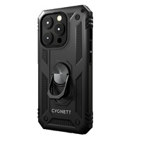 Cygnett Apple iPhone 15 Pro (6.1") Rugged Case - Black (CY4634CPSPC), Integrated kickstand, Secure and magnetic disk mount, 6ft drop protection