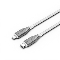 Cygnett Armoured Lightning to USB-C (2.0) Cable (1M) - White (CY4668PCCCL), 30W, Braided, 480Mbps Transfer, Fast Charge iPhone/iPad, MFi