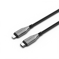 Cygnett Armoured Lightning to USB-C (2.0) Cable (2M) - Black (CY4669PCCCL), 30W, Braided, 480Mbps Transfer, Fast Charge iPhone/iPad, MFi