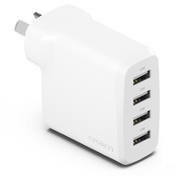 Cygnett PowerPlus 24W Multi Port USB-A Wall Charger - White (CY4768PDWCH), 4xUSB-A (12W), Compact, Lightweight, Charge your Devices Quickly, 24W Max