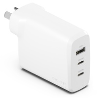 Cygnett PowerPlus 87W Triple Port Fast Wall Charger - White (CY4770PDWCH),2xUSB-C PPS (87W),1xUSB-A(20W),Charge 3x Devices,Compact,Lightweight,87W Max