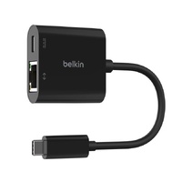 Belkin USB-C to Ethernet + Charge Adapter - Black(INC019BTBK), USB-C Power Delivery up to 100W