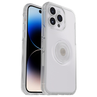 OtterBox Otter + Pop Symmetry Clear Apple iPhone 14 Pro Max Case Clear Pop - (77-88813), Antimicrobial, DROP+ 3X Military Standard, Swappable PopGrip
