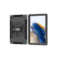 Generic Rugged Black Case for Samsung Galaxy Tab A8 (10.5') - Black, Shockproof, Dustproof, 360 Rotatable Hand Strap, heavy Duty Protection