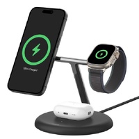 Belkin BoostCharge Pro 3-in-1 Magnetic Wireless Charging Stand with Qi2 15W, Black(WIZ023AUBK)