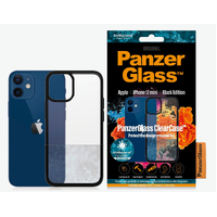 PanzerGlass Apple iPhone 12 Mini ClearCase - Black Edition(0251), AntiBacterial, Military Grade Standard, Anti-Yellowing, Soft TPU Frame, 2YR