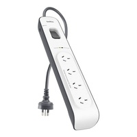 Belkin 4-Outlet Surge Protector with 2M Power Cord - White/Grey (BSV400au2M),Rated to withstand power surge of 525 Joules,$20,000 CEW,Damage-resistant