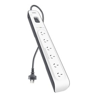 Belkin 6-Outlet Surge Protector with 2M Power Cord - White/Grey (BSV603au2M) Withstand Power Surge of 650 Joules, $30,000 CEW & Damage-Resistant