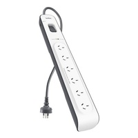 Belkin 6-Outlet Surge Protector with 2M Power Cord - White/Grey (BSV603au2M) Withstand Power Surge of 650 Joules, $30,000 CEW & Damage-Resistant