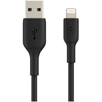 Belkin BoostCharge Lightning to USB-A Cable (3m/9.8ft) - Black (CAA001bt3MBK), 12W, 480Mbps, 8,000+ bends tested, Reinforced cable construction, 2YR.