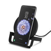 Belkin BoostCharge Wireless Charging Stand 10W(AC Adapter Not Included) - Black (WIB001btBK), Qi Compatible Charger, Charge in any orientation, 2YR.