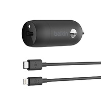 Belkin BoostUp 20W USB-C PD Car Charger + Lightning to USB-C Cable (1.2M) - Black (CCA003bt04BK), Fast & Compact Car Charger, Small But Mighty, 2YR.