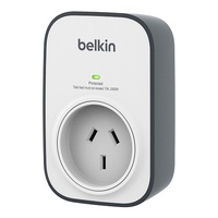 Belkin SurgeCube 1-Outlet Surge Protector - White/Grey (BSV102au),Rated to withstand power surge of 306 Joules, $15,000 CEW, Wall-Mountable Design
