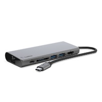 Belkin USB-C Multimedia Hub - Silver (F4U092btSGY),1xSD,1x4K HDMI,1xGB Ethernet,2xUSB-A,1xUSB-C,5Gbps,Charging, 60W PD, Compact Design, Multiport Dock
