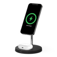 Belkin BoostCharge Pro 2-in-1 Wireless Charger Stand with MagSafe 15W - Black(WIZ010auBK),Fast Wireless Charger, Charge in any orientation, AC adapter