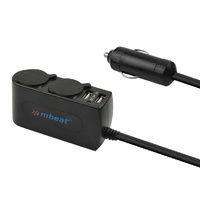 mbeat®  3A / 15W Dual Port USB and Dual Cigarette Lighter Car Charger - 2x USB/2x Cigarette Charger Expanders Fast-charging with 3A output