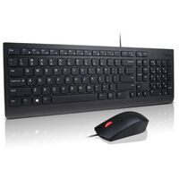 LENOVO Essential Wired Keyboard and Mouse Combo Full Keyboard Multimedia HotKey Height Adjustable Keyboard Wired Mouse Optical 1000DPI