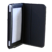 LeaderTab7 Folio Case Black Faux Leather. Camera hole rear