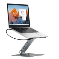 Simplecom CHT660 Adjustable Aluminium Laptop Stand with 6-Port USB-C Docking Station Dual 4K HDMI Display Compatible with laptops from 10 to 17 inches