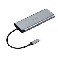 Targus Dual Video Mobile Dock with 140W EPR Pass-Thru USB-C 3.2 Ethernet 2xHDMI 2x USB-A 2xUSB-C Silver USB-C with 140W PD 3Y WTY