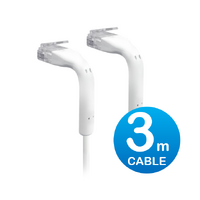 Ubiquiti UniFi Patch Cable Single Unit, 3m, White, End Bendable to 90 Degree, RJ45 Ethernet Cable, Cat6, Ultra-Thin 3mm Diameter, 2Yr Warr