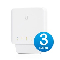 Ubiquiti USW Flex 3 Pack- Managed, Layer 2 Gigabit switch with auto-sensing 802.3af PoE support. 1x PoE In, 4x PoE Out, 2Yr Warr