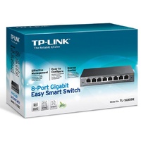 TP-Link TL-SG108E 8-Port Gigabit Easy Smart Switch Provides network monitoring, traffic prioritization and VLAN Web-based user interface Fanless