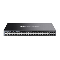 TP-Link SG6654X Omada 48-Port Gigabit Stackable L3 Managed Switch with 6 10GE SFP+ Slots, 48× Gigabit RJ45 Ports, 6× 10G SFP+ Slots, RJ45/Type C USB C