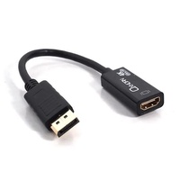 Oxhorn DisplayPort DP  to HDMI Male to Female Adapter 4K@30Hz 3840x2160 Ultra HD HDMI v1.4 Gold plated 15cm Black