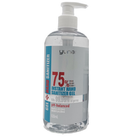 Yuner Gel Instant Hand Sanitiser Gel 500ml, 75% alcohol, quick drying, moisturzing, pump bottle