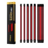Antec PSU -  Sleeved Extension Cable Kit V2 - Red / Black. 24PIN ATX, 4+4 EPS, 8PIN PCI-E, 6PIN PCI-E, Compatible with Standard PSU