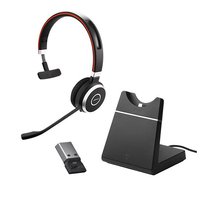 Jabra Evolve 65 SE UC Mono Headset, Includes Charging Stand & Link380a Dongle, Dual Connectivity, 2ys Warranty