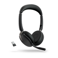 Jabra Evolve2 65 Flex UC Stereo Bluetooth Headset, Link380a USB-A Dongle Included, Foldable Design, 2Yr Warranty