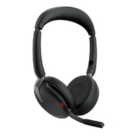 Jabra Evolve2 65 Flex UC Stereo Bluetooth Headset, Link380c USB-C Dongle & Wireless Charging Stand Included, Foldable Design, 2Yr Warranty