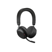 Jabra Evolve2 75 USB-C Link380a MS Stereo Black, 8-Mic Technology, 36 Hours Battery & Fast Charge, Dual-Foam Tech, Discreet Hide-Away Boom Arm
