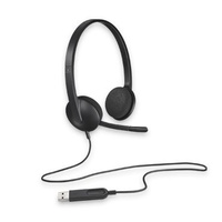 Logitech H340 Plug-and-Play USB Headset with Noise Cancelling Microphone Comfort Design for Windows Mac Chrome 2yr wty Headphones