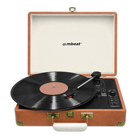 mbeat Woodstock Retro Turntable Recorder with Bluetooth & USB Direct Recording - Built-in Dual Speakers, Aux-in-out, Bluetooth Speaker Function