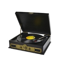 mbeat Vintage USB Turntable with Bluetooth Speaker and AM/FM Radio - Vinyl Turntable Record Player , USB, AUX-in, Vinyl 33/45/78 - Black