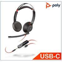 Plantronics/Poly Blackwire 5220, Headset, Standard, USB-C, 3.5mm corded, Binaural, Noise canceling, Dynamic EQ, SoundGuard, Call control, Leatherette