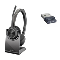 Plantronics/Poly Voyager 4320 UC Headset with Charge Stand, usb-A,Teams certified, Dual Ear, Wireless,  Noise canceling boom, Acoustic Fence, SoundGu