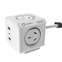 ALLOCACOC POWERCUBE Extended 4 Outlets 2 USB-A + 1 USB-C PD 20W with Surge 1.5M - White