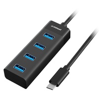 mbeat® USB-C to 4-Port 3.0 Hub - Black USB 3.0 transfer speeds up to 5Gbps Material: ABS Plastic Cable Length: 200mm Weights: 36g