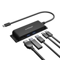 mbeat Mountable 5-Port USB-C Hub - Supports 4K HDMI video out and 60W Power Delivery Charging with 2  USB3.0 and 1 USB-C Weight: 51g